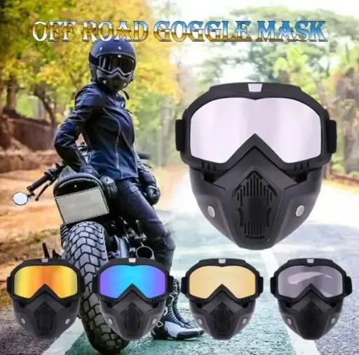 Motorcycle Goggles With Removable Full Face Mask Riding Glasses